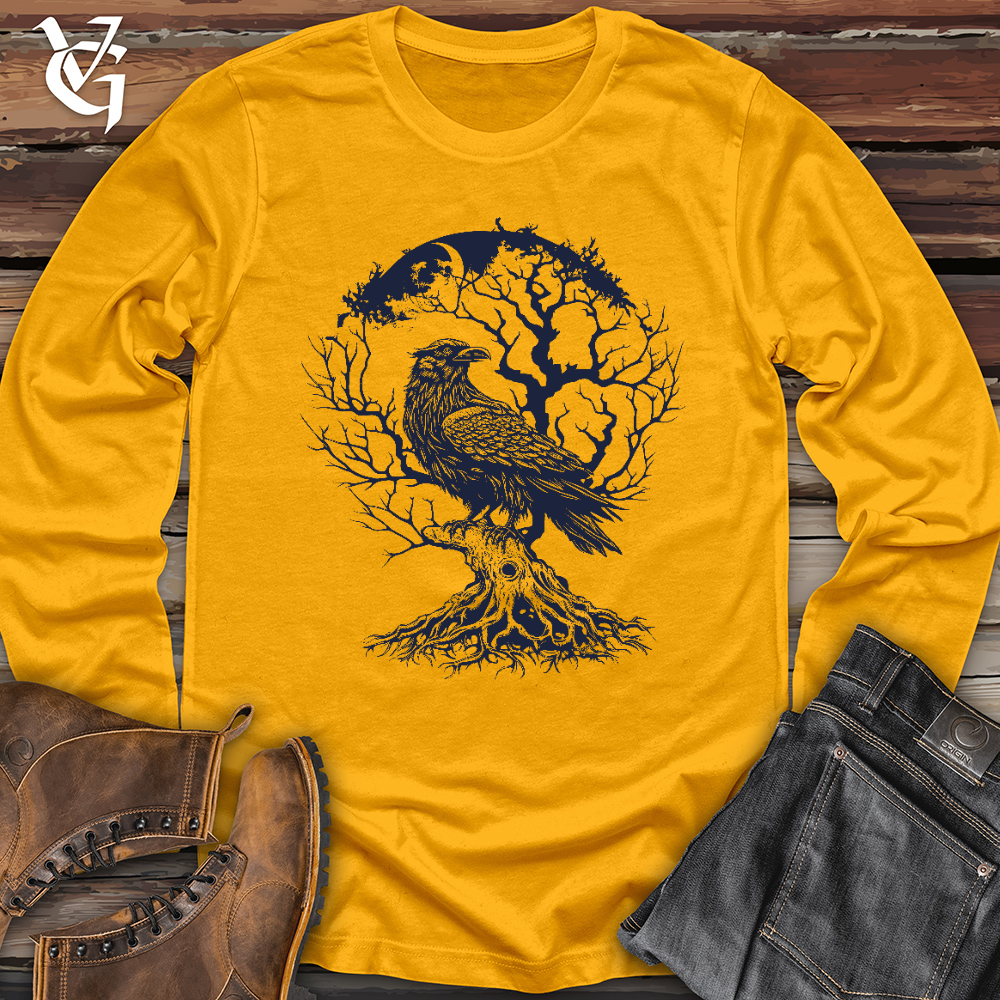 Raven and Old Tree Tattoo Long Sleeve