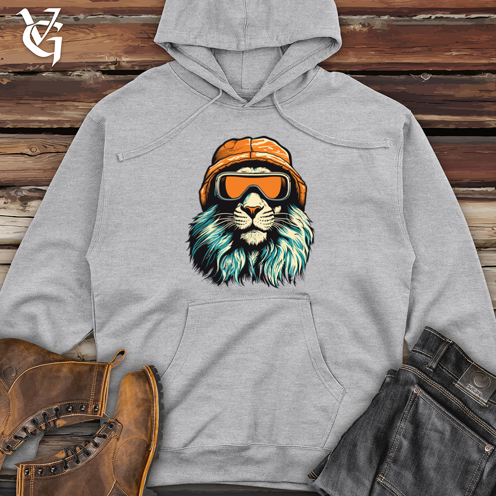 Retro Ski Mask Lion Midweight Hooded Sweatshirt
