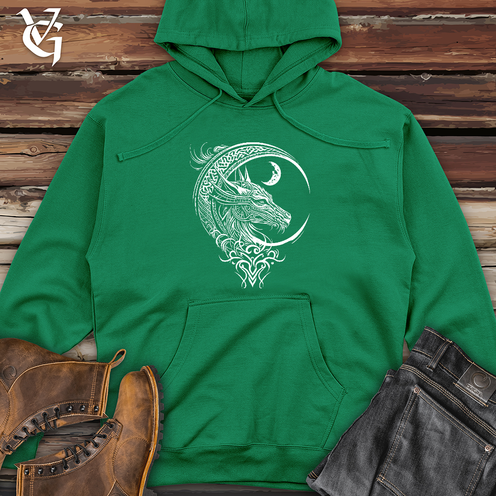 Celtic Dragon and Moon Midweight Hooded Sweatshirt