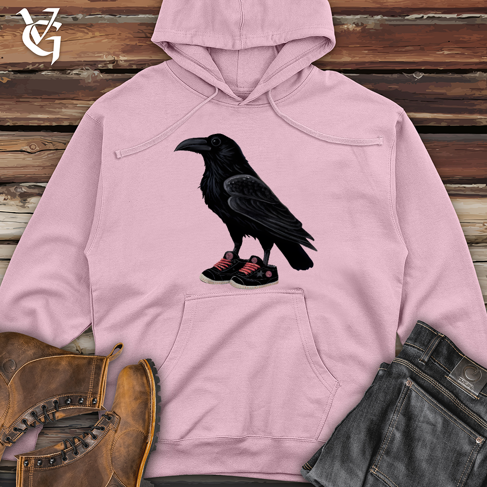 Raven Wearing Sneakers Midweight Hooded Sweatshirt