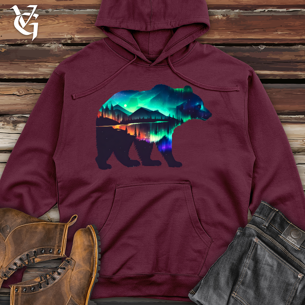 Northern Lights Bear Midweight Hooded Sweatshirt