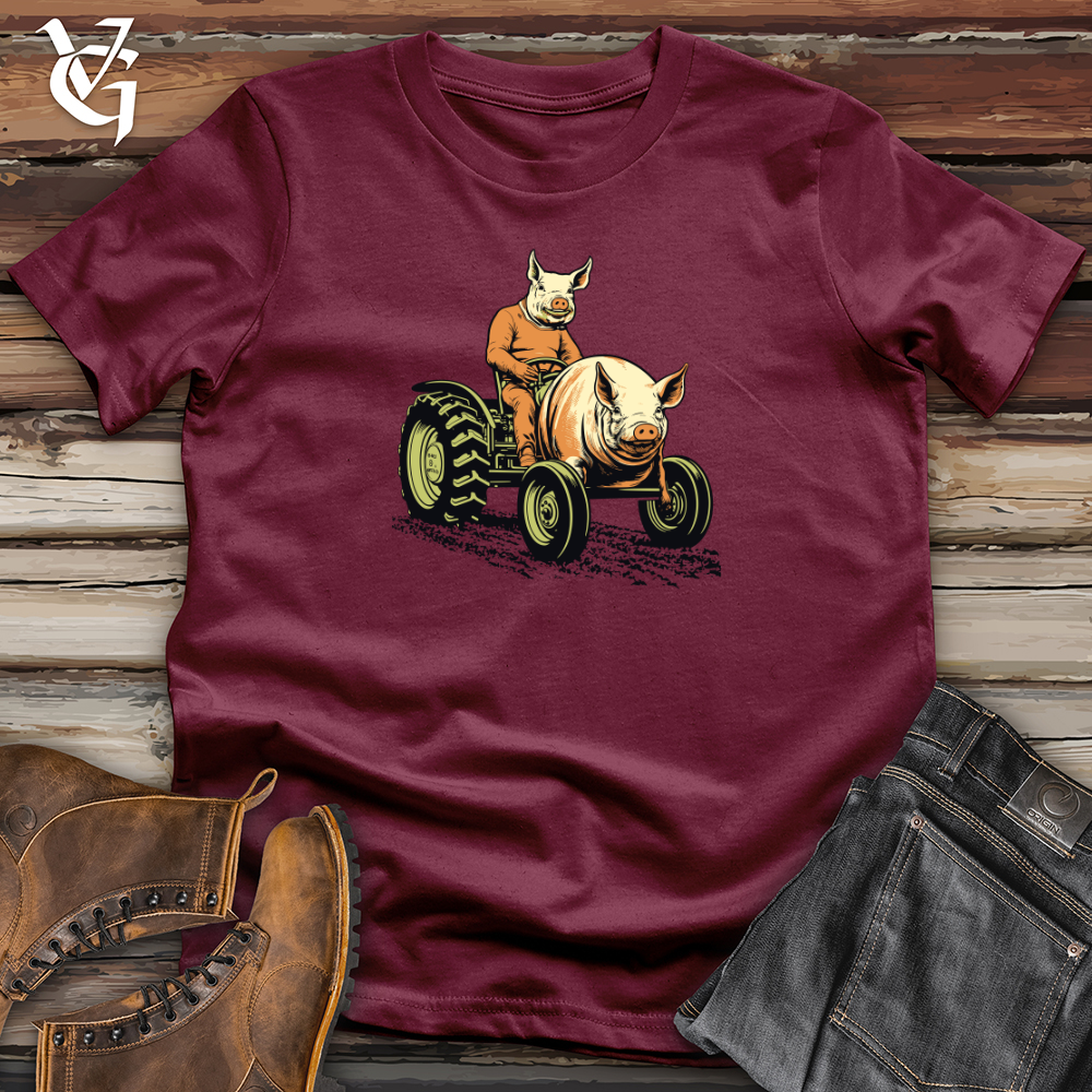 Vintage Tractor Riding Pig Softstyle Tee