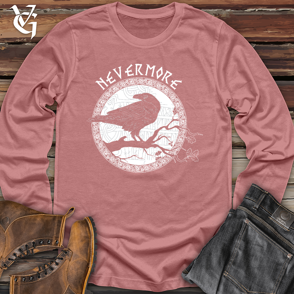 Nevermore White Winter Raven Long Sleeve