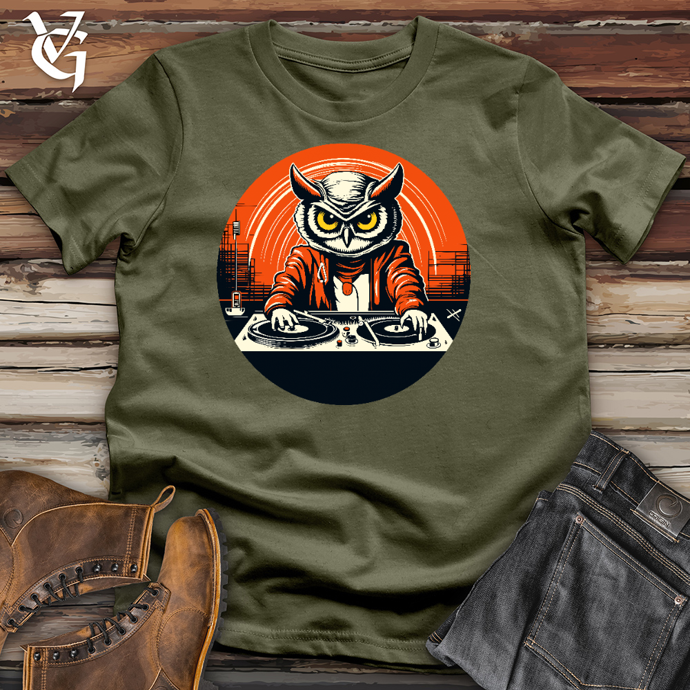 Dj Owl Making Techno Music Cotton Tee