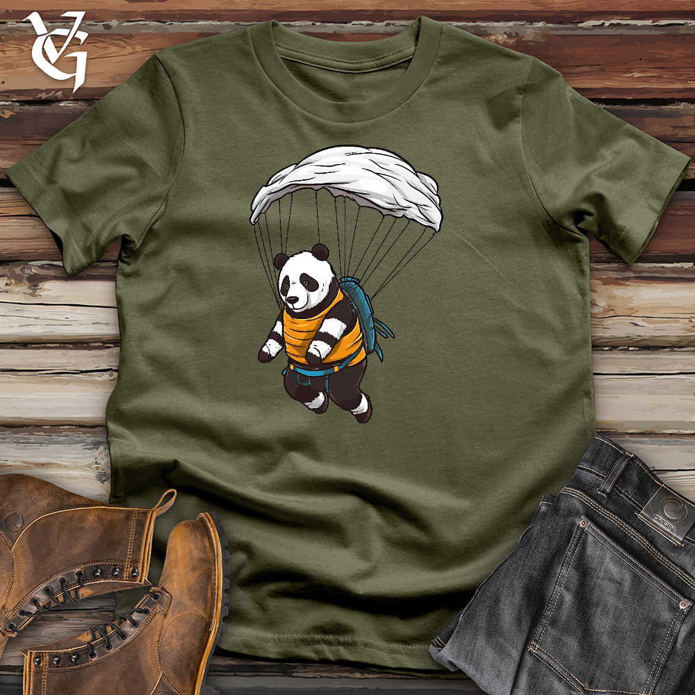 Skydiving Panda Bear Cotton Tee