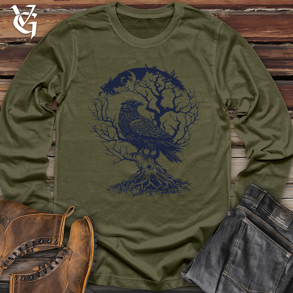Raven and Old Tree Tattoo Long Sleeve