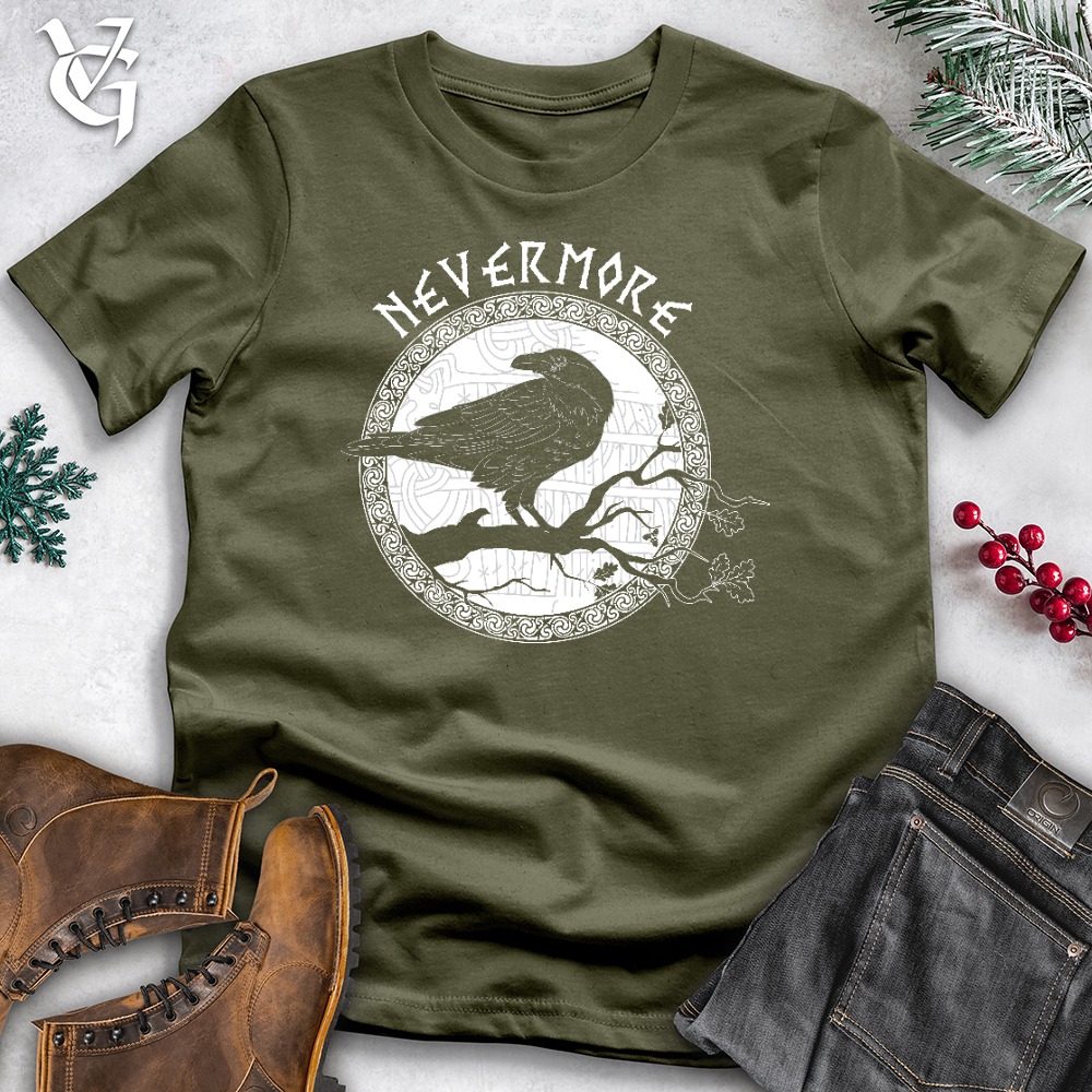 Nevermore White Winter Raven Cotton Tee