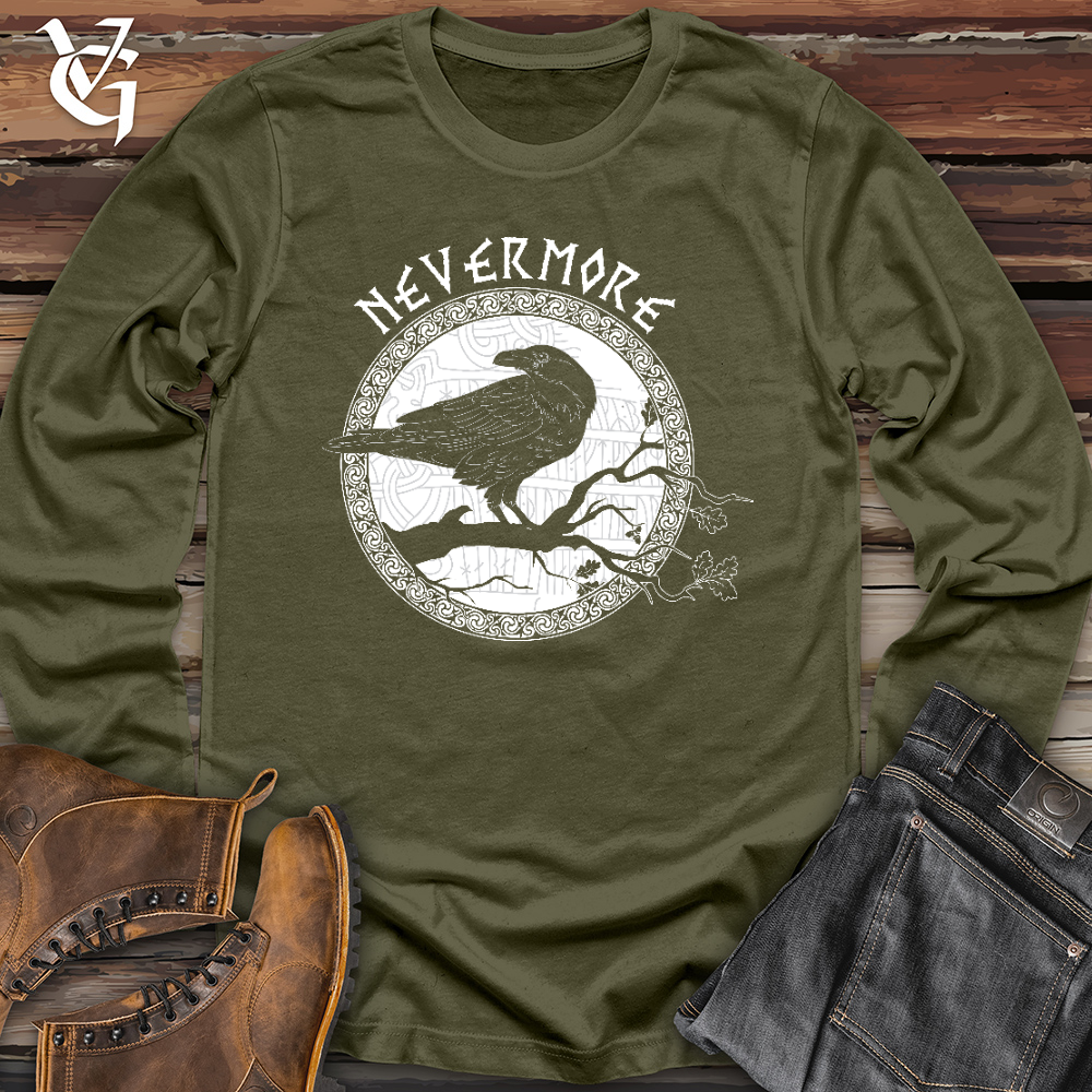 Nevermore White Winter Raven Long Sleeve