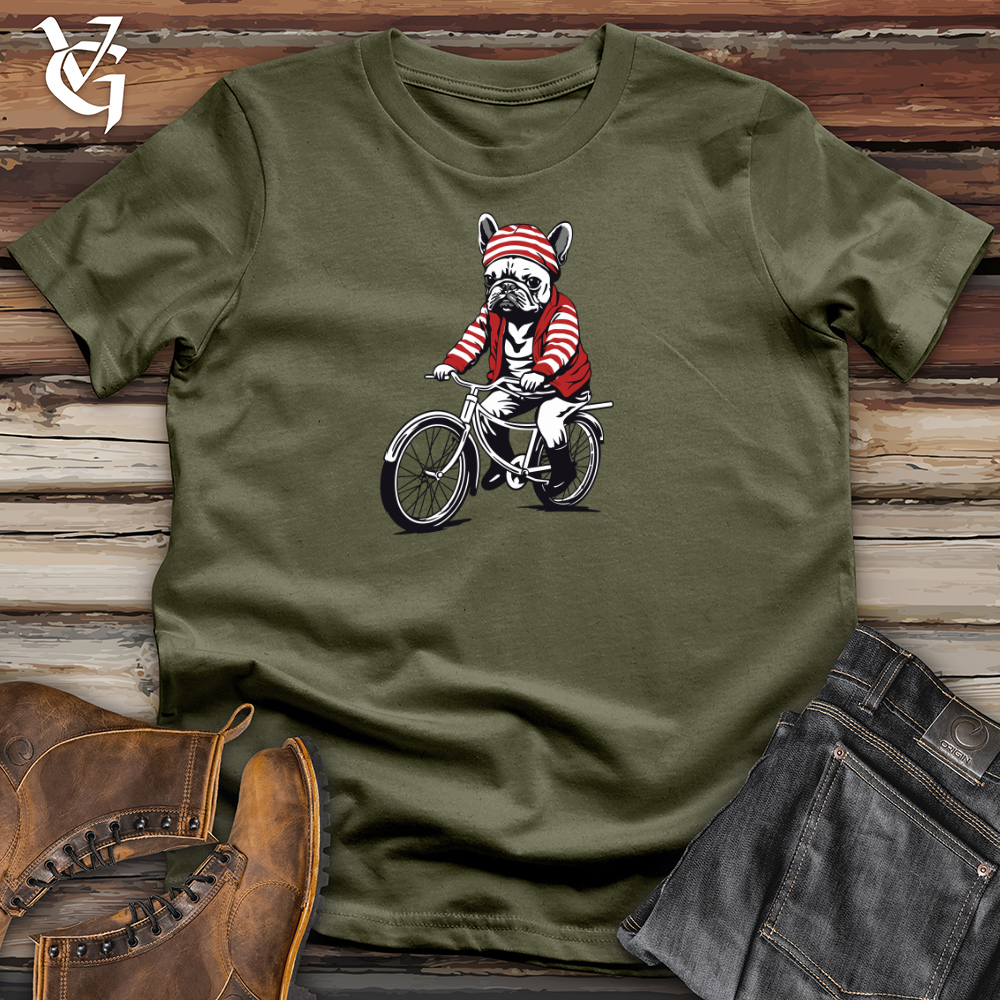 Retro Bike Riding Frenchie Cotton Tee