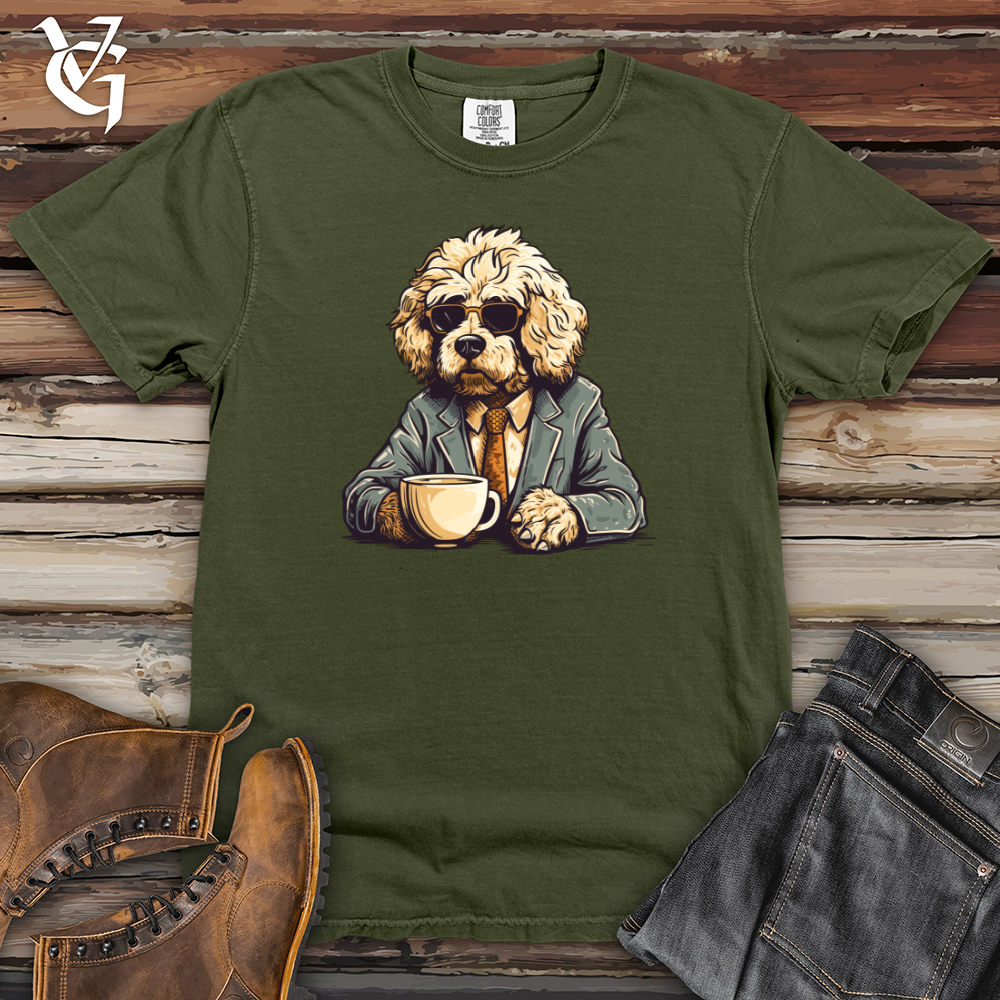 Coffee Enjoying Doodle Canine Heavy Cotton Comfort Colors Tee