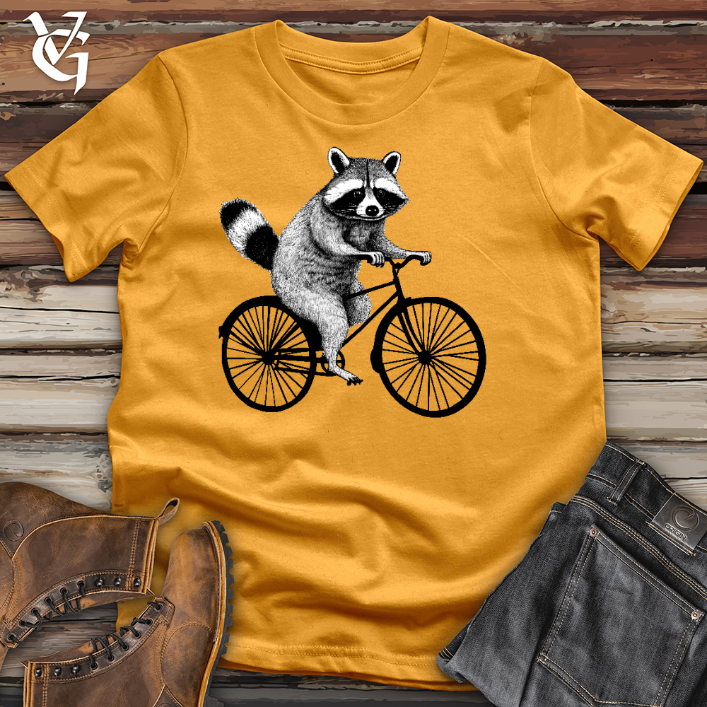 Raccoon On A Bike Cotton Tee