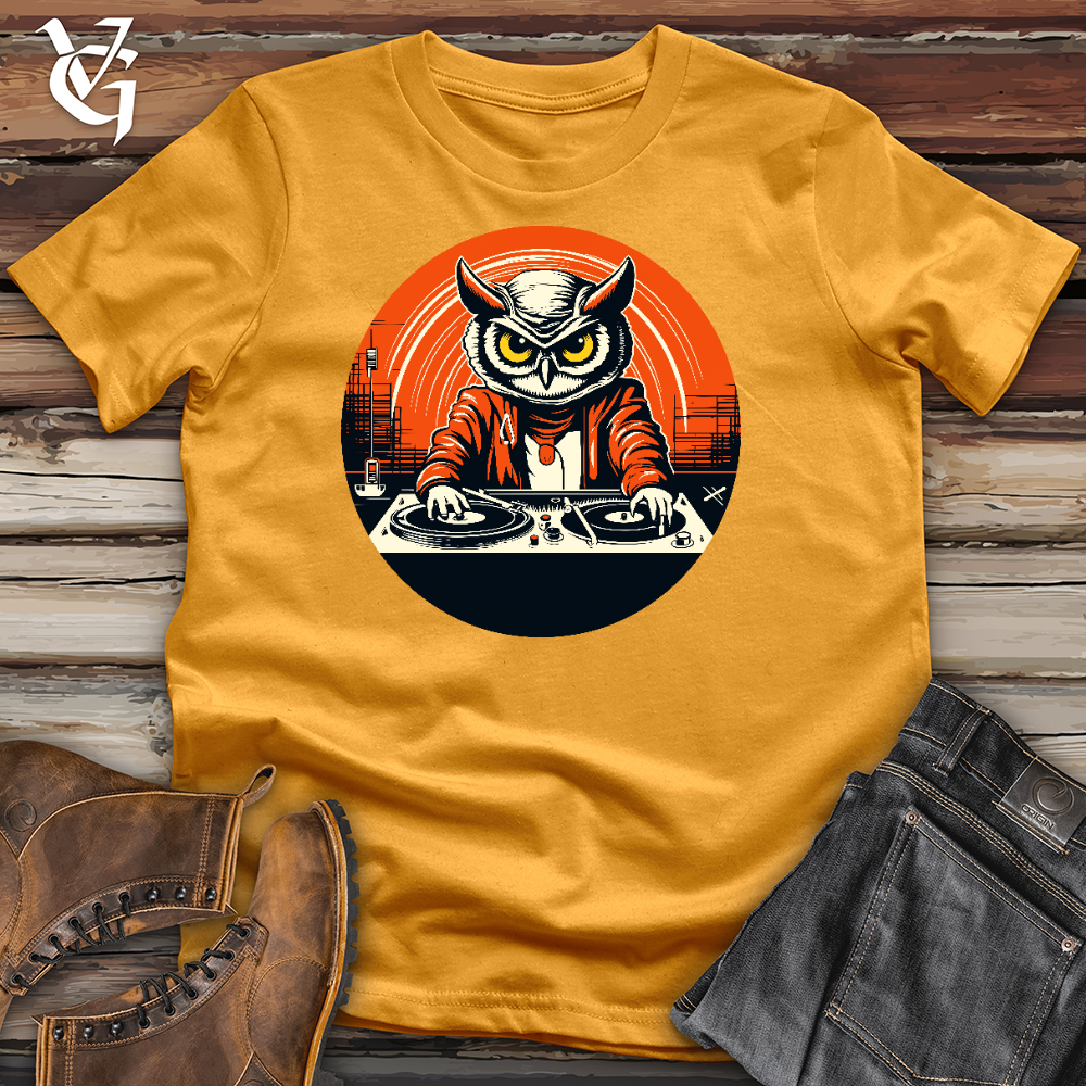 Dj Owl Making Techno Music Cotton Tee