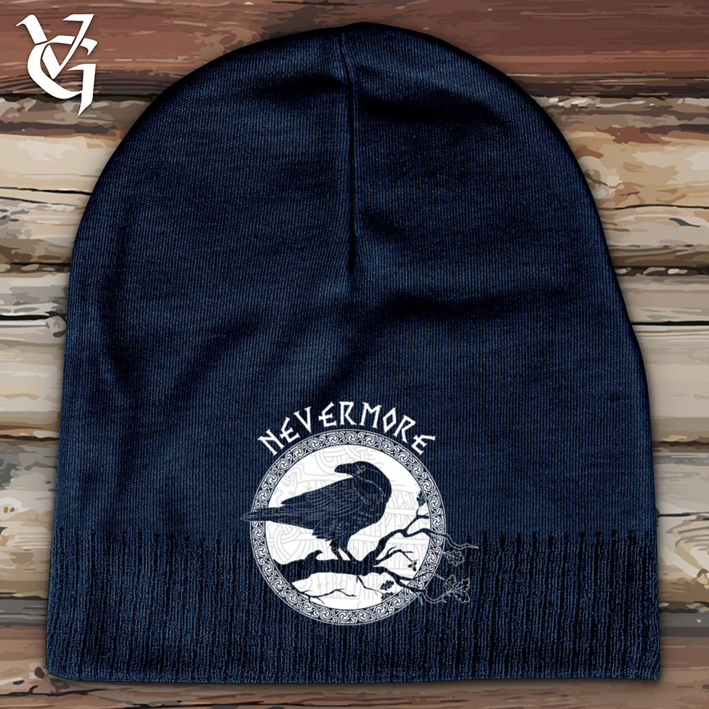 Nevermore White Winter Raven Cotton Beanie