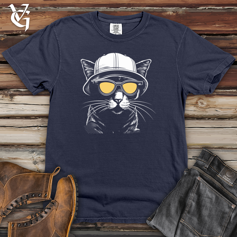 Retro Cap & Shades Cat Heavy Cotton Comfort Colors Tee