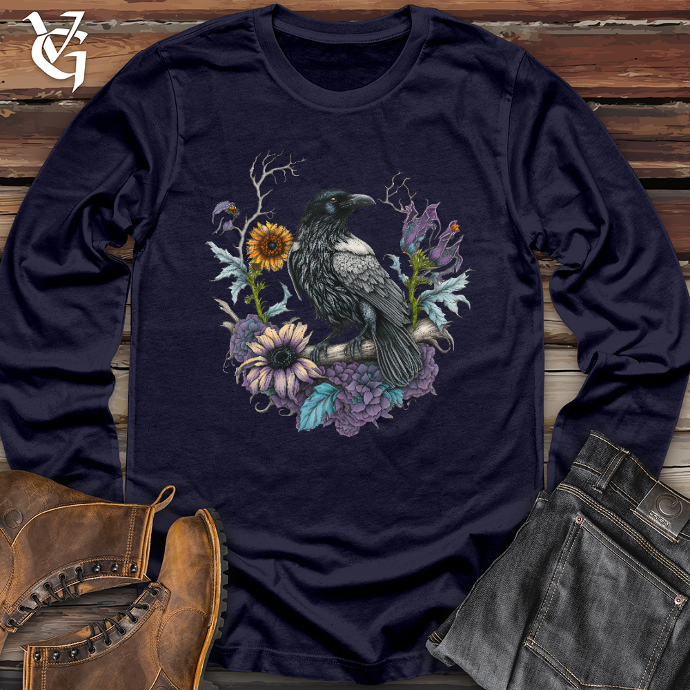 Flower Wreath Raven Long Sleeve