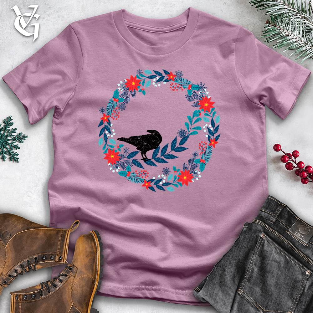 Winter Floral Raven Wreath Cotton Tee