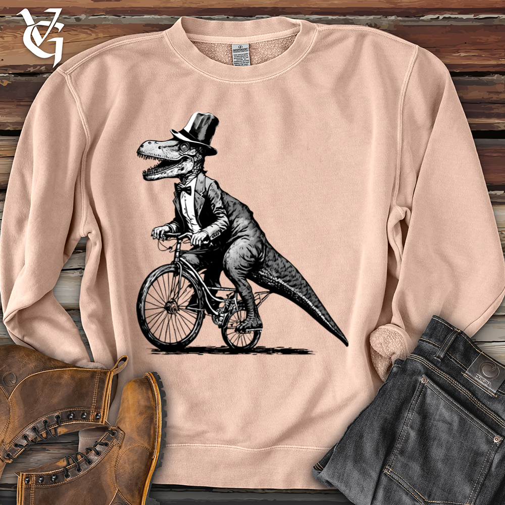 Dinosaur Riding a Bike Banjo Bison Pigment-Dyed Crewneck