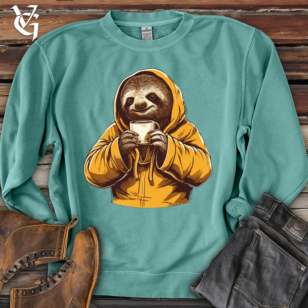 Sloth Coffee Banjo Bison Pigment-Dyed Crewneck