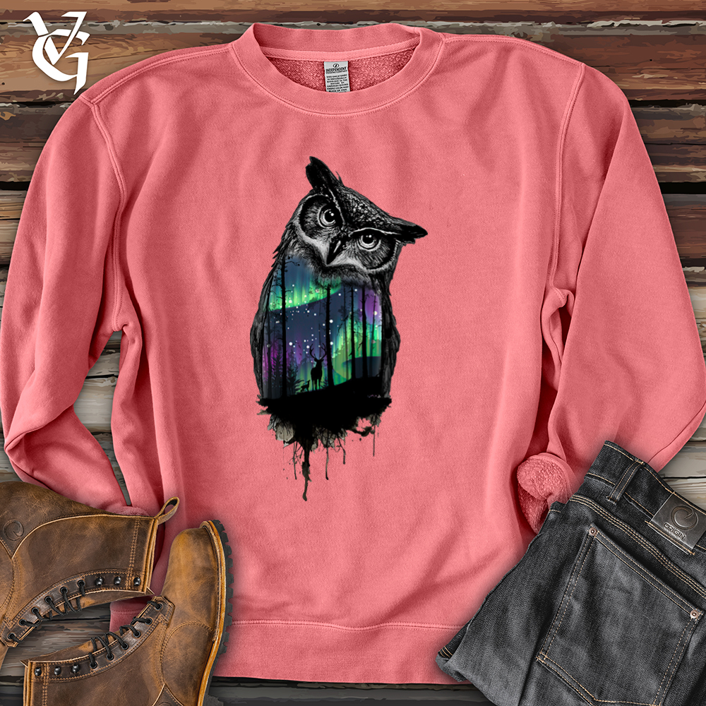 Northern Lights Owl Pigment-Dyed Crewneck