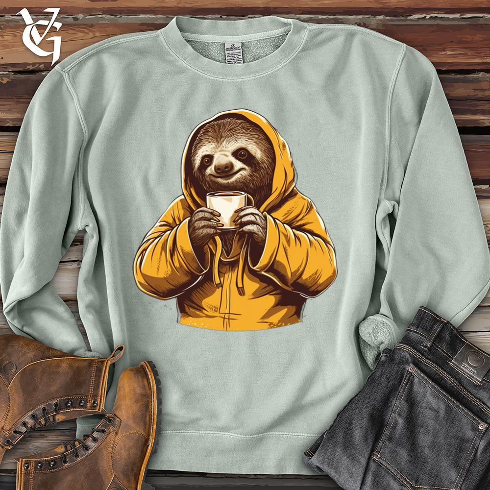 Sloth Coffee Banjo Bison Pigment-Dyed Crewneck