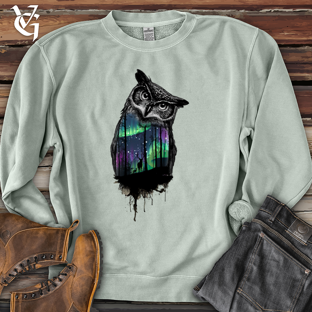 Northern Lights Owl Pigment-Dyed Crewneck