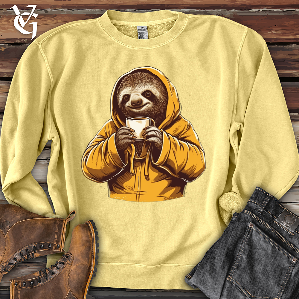 Sloth Coffee Banjo Bison Pigment-Dyed Crewneck