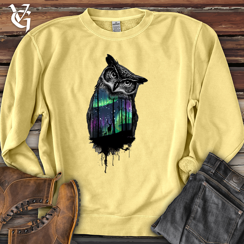 Northern Lights Owl Pigment-Dyed Crewneck