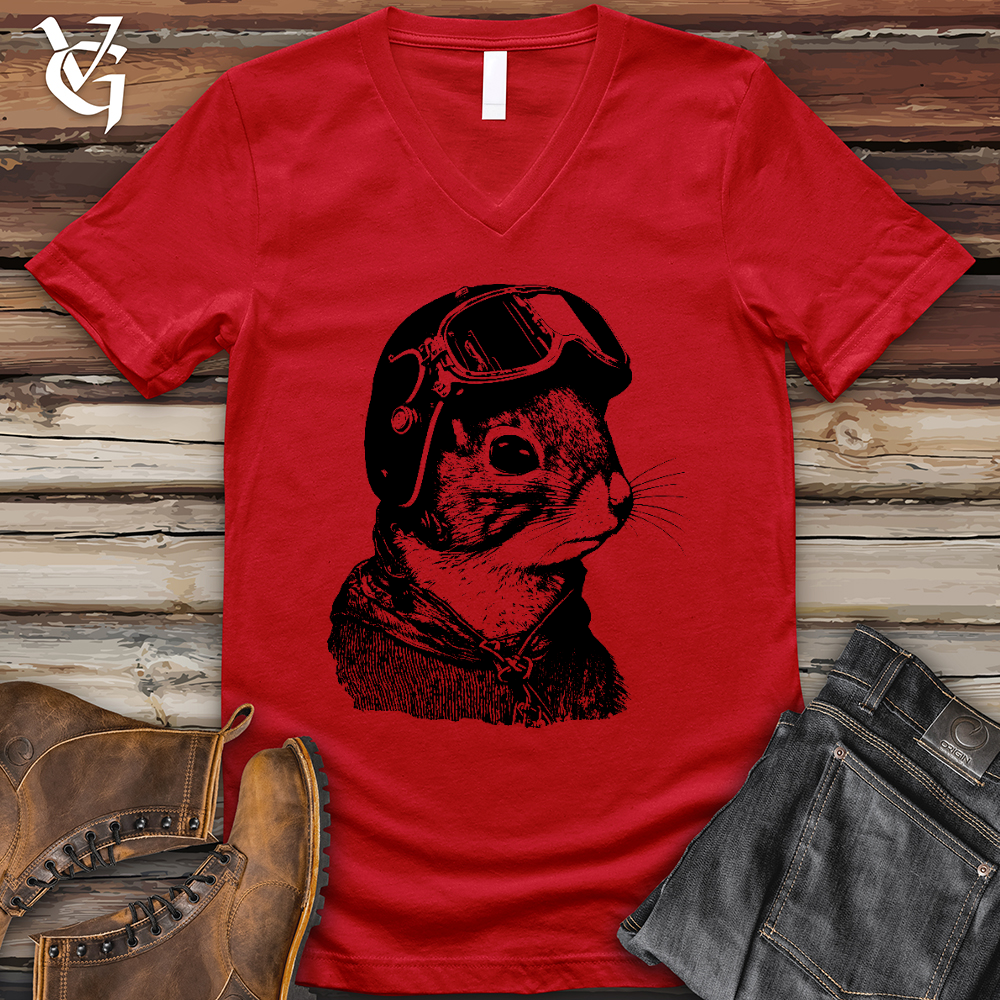 Squirrel Fighter Pilot V-Neck Tee