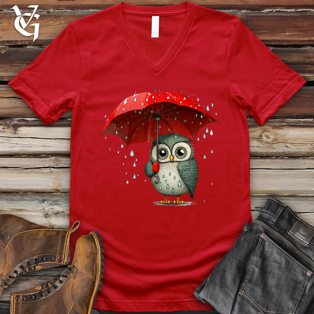 Owl in the Rain V- Neck Tee