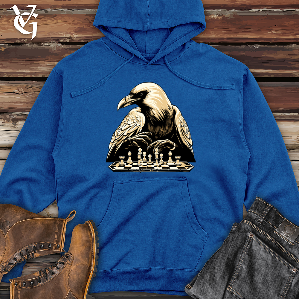 Strategizing Raven Chess Player Midweight Hooded Sweatshirt