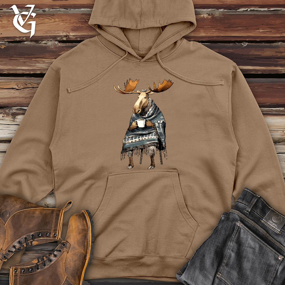 Coffee Drinking Moose Midweight Hooded Sweatshirt