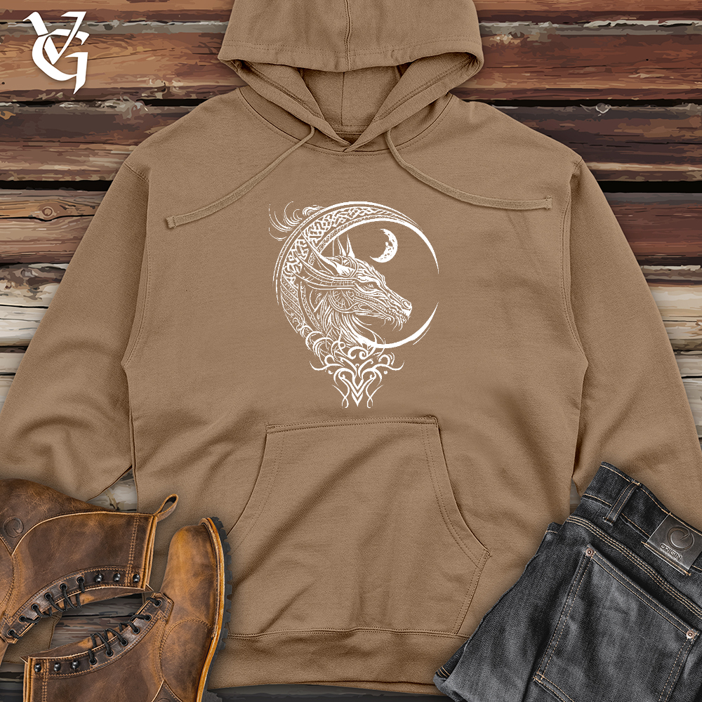 Celtic Dragon and Moon Midweight Hooded Sweatshirt