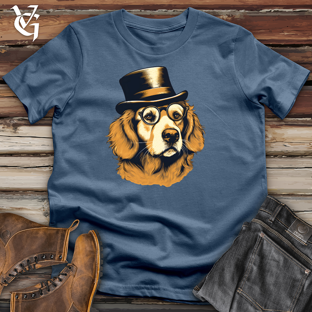 Monocled Top Hat Golden Retriever Cotton Tee