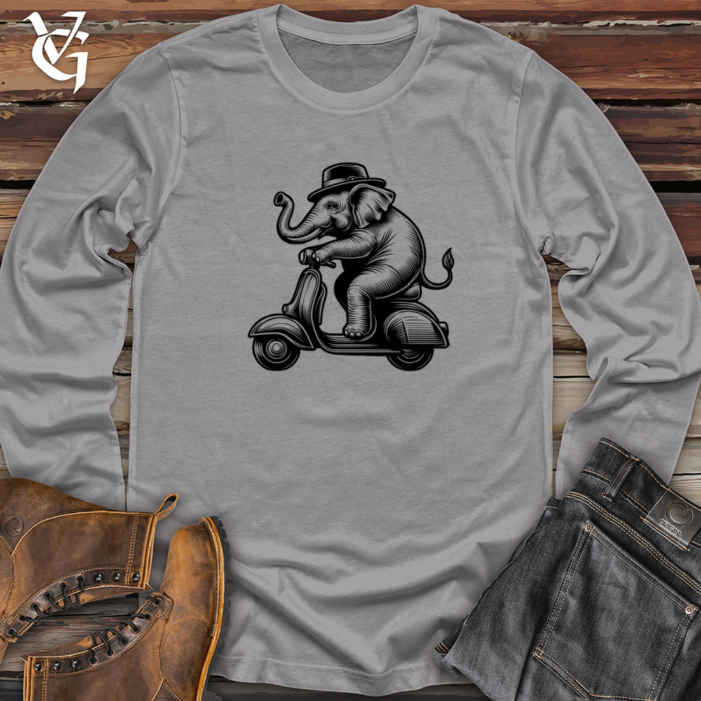 Elephant Riding a Scooter Long Sleeve