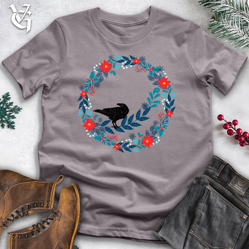 Winter Floral Raven Wreath Cotton Tee