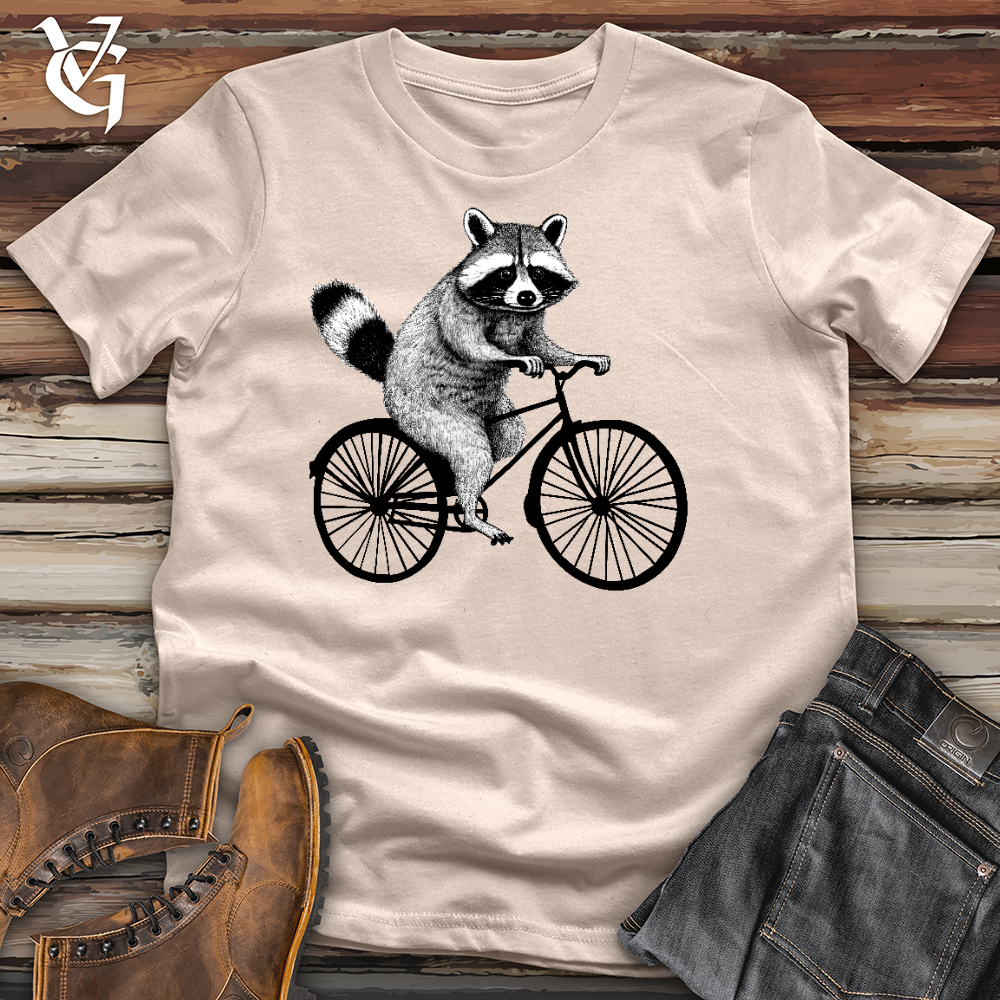 Raccoon On A Bike Cotton Tee