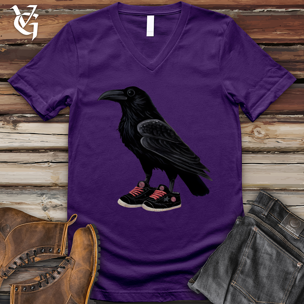 Raven Wearing Sneakers V- Neck Tee