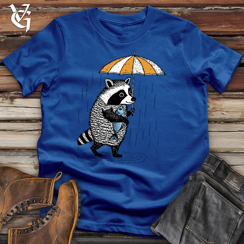 Raccoon In The Rain Cotton Tee