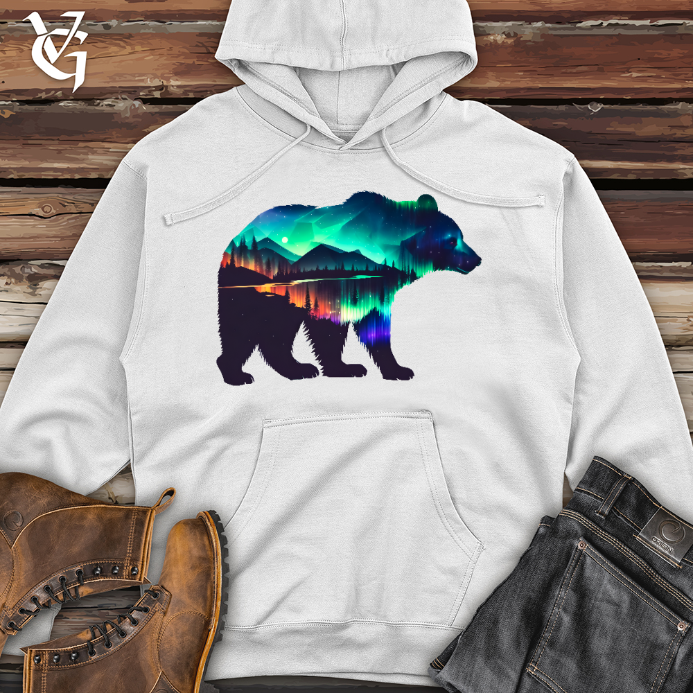 Northern Lights Bear Midweight Hooded Sweatshirt