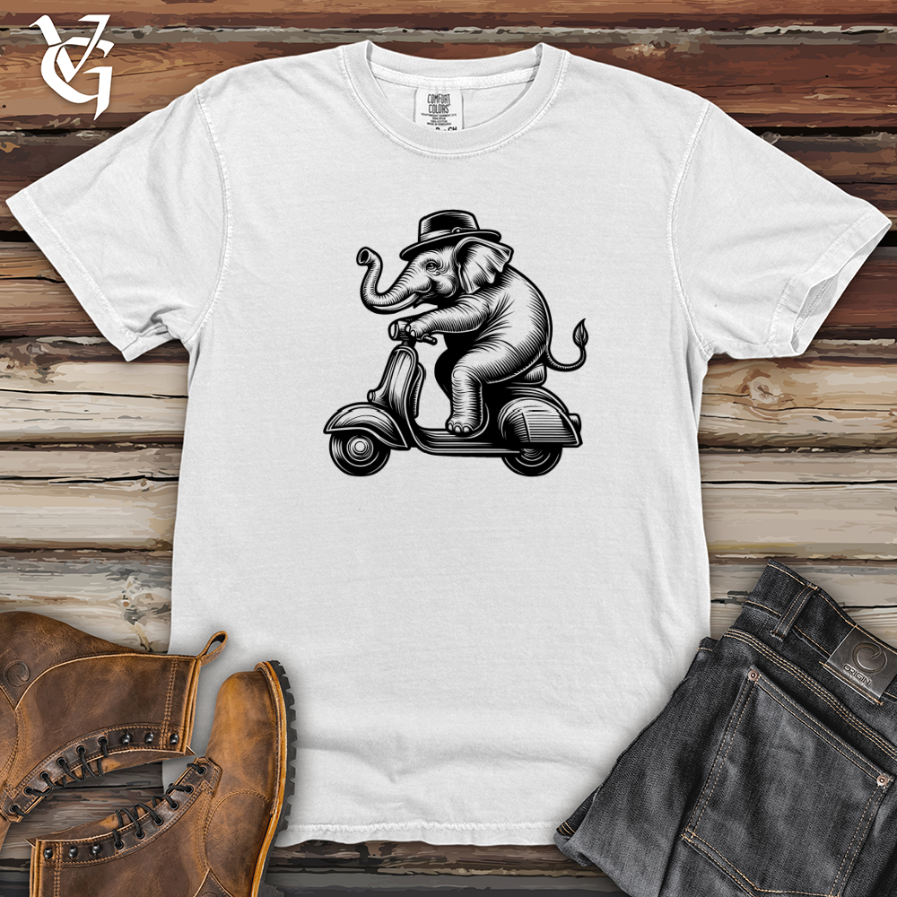 Elephant Riding a Scooter Heavy Cotton Comfort Colors Tee