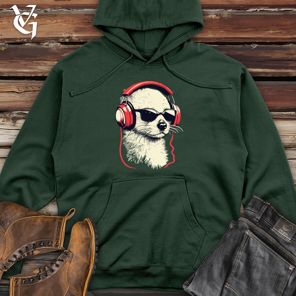 Viking Goods Ferret Headphone Harmony Midweight Hooded Sweatshirt Alpine Green / L