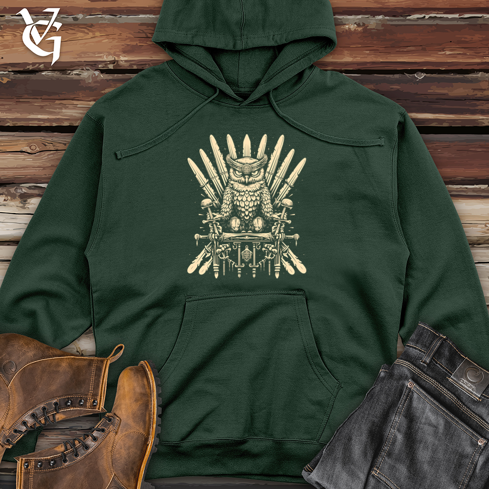 Viking Goods Owl Throne Sovereignty Midweight Hooded Sweatshirt Alpine Green / L