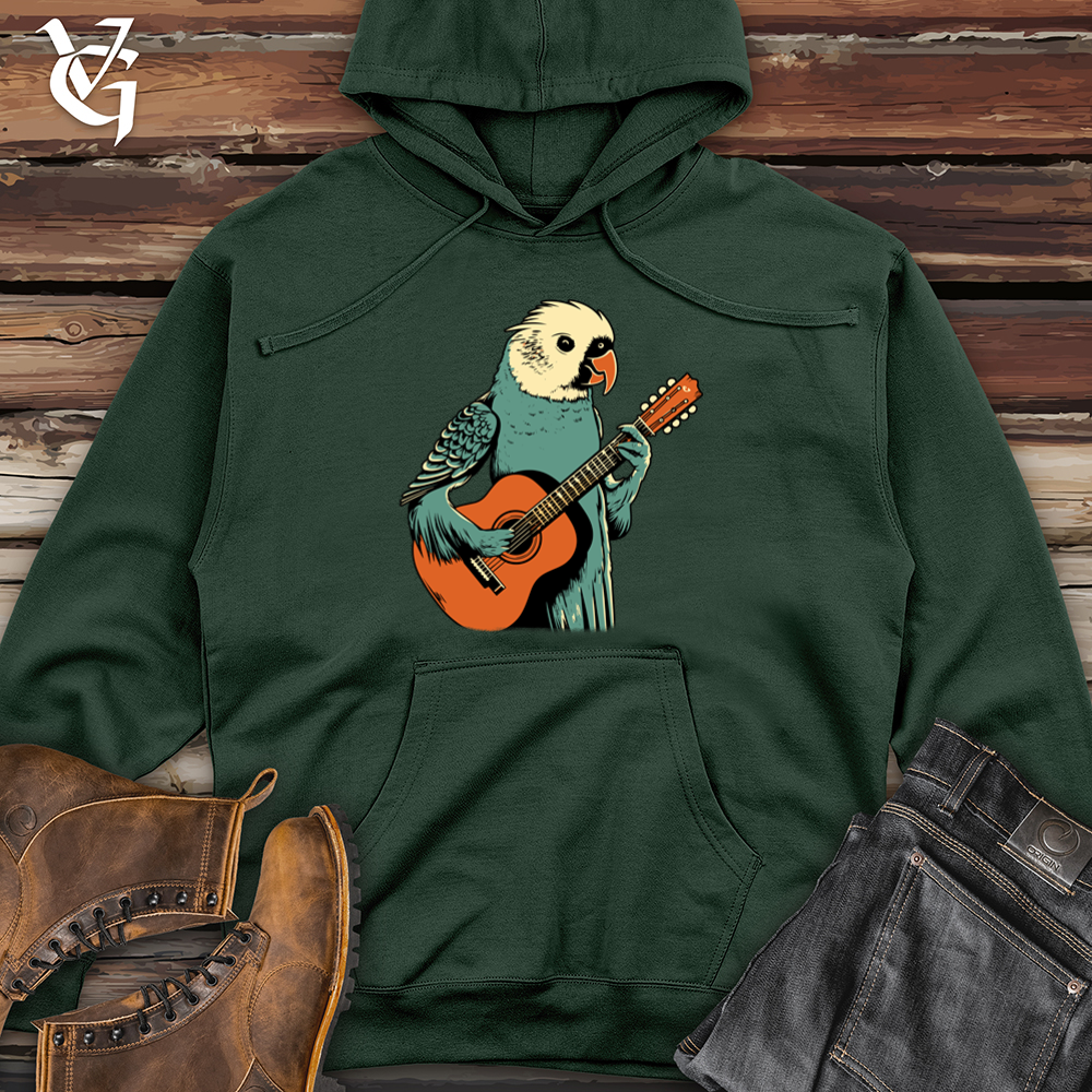 Viking Goods Parakeet Strumming Guitar Midweight Hooded Sweatshirt Alpine Green / L
