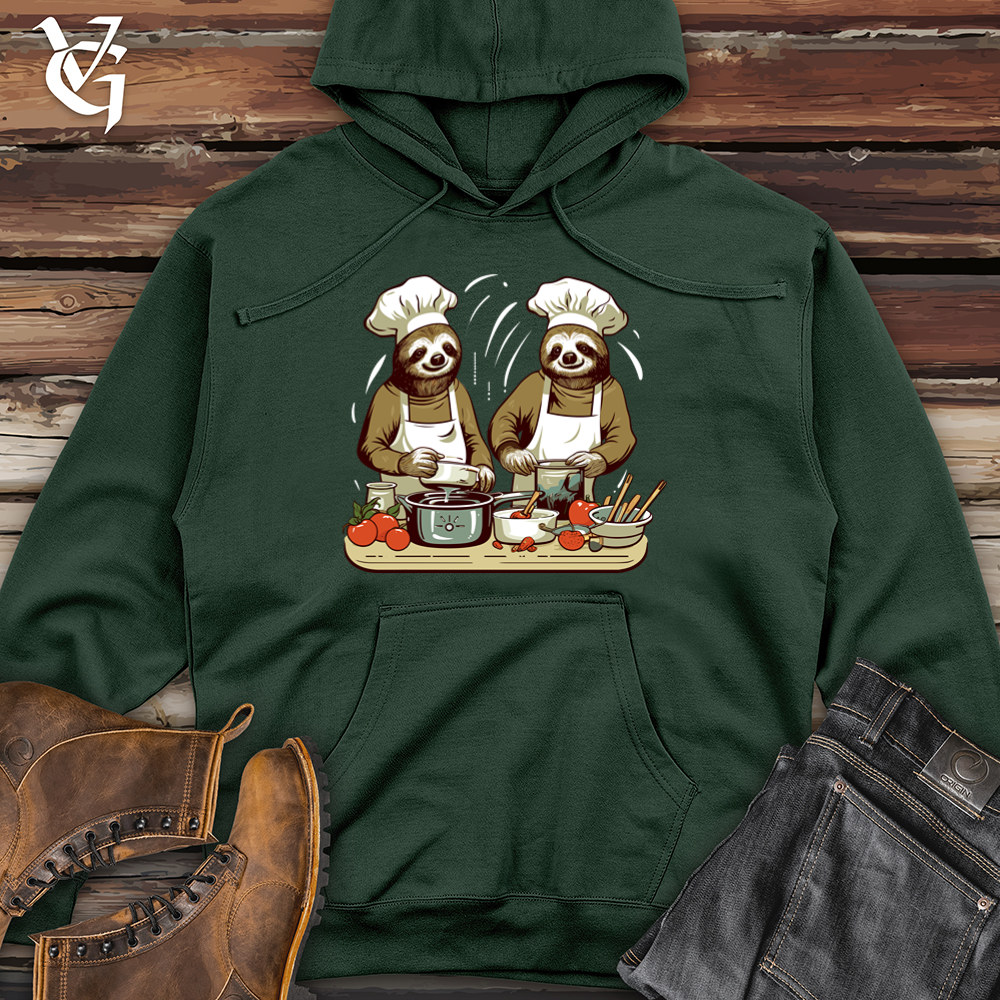 Viking Goods Sloth Chefs Gourmet Midweight Hooded Sweatshirt Alpine Green / L