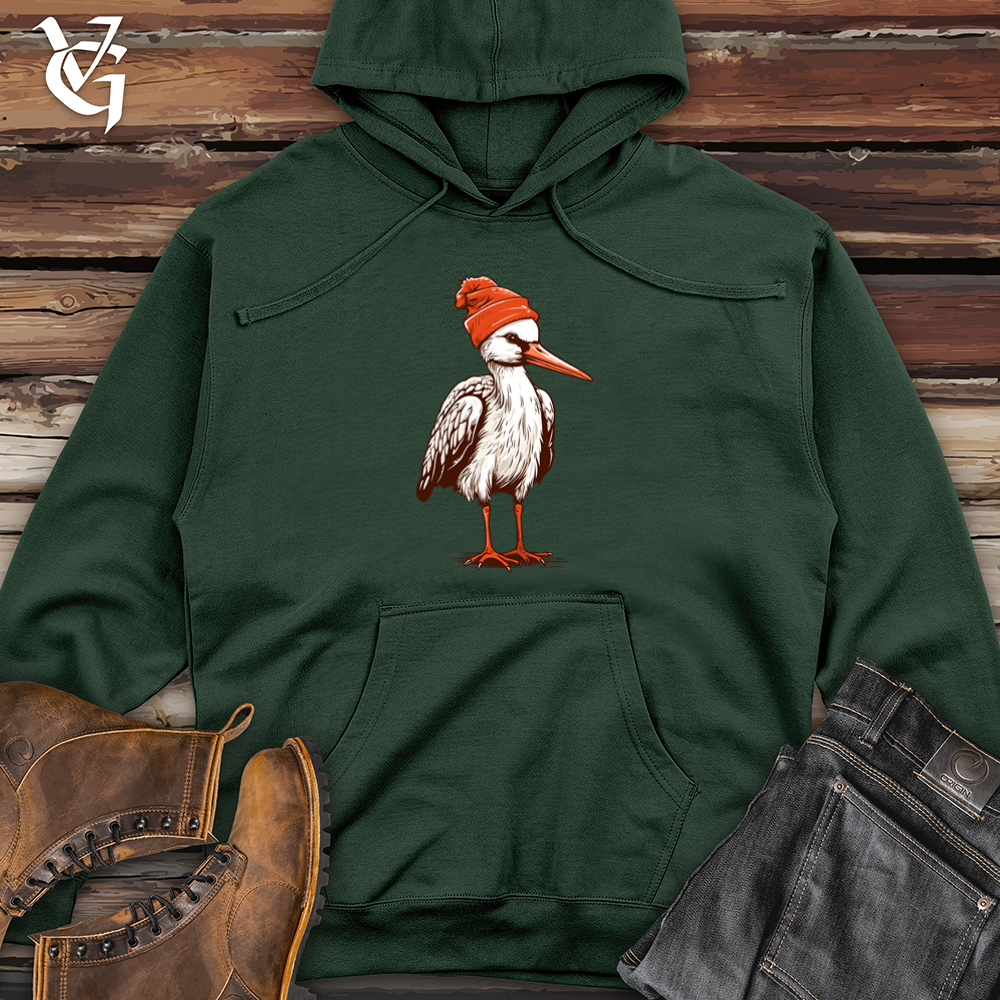 Viking Goods Stork Winter Wander Beanie Blend Midweight Hooded Sweatshirt Alpine Green / L