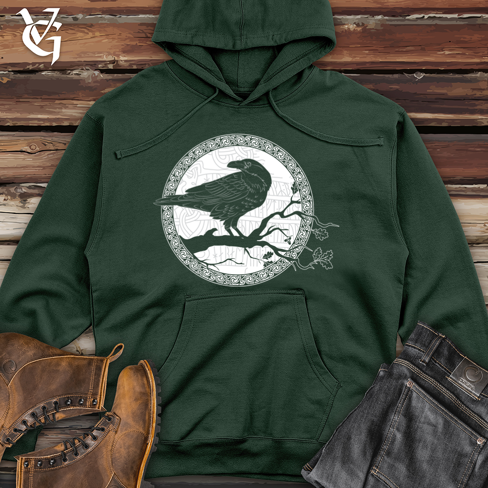 Viking Goods White Winter Raven Midweight Hooded Sweatshirt Alpine Green / L