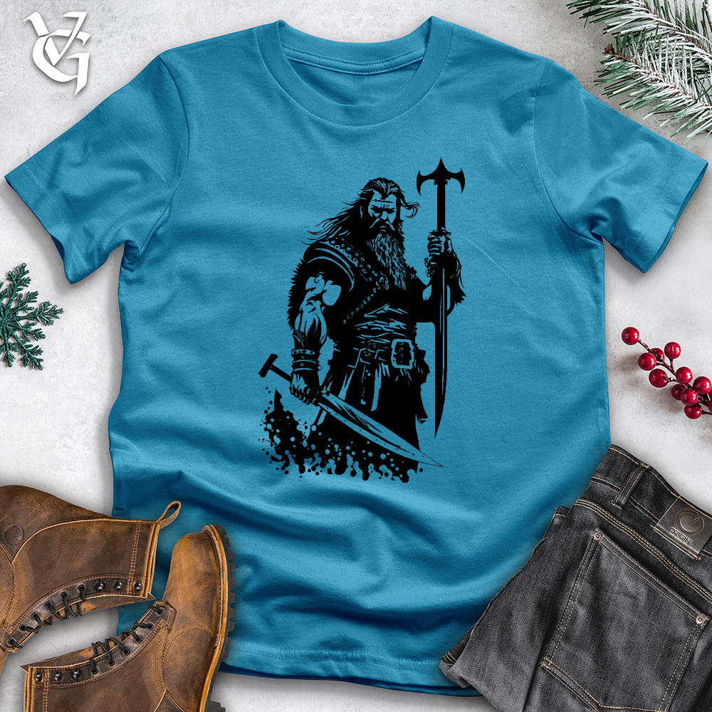 Viking Goods Big Red Warrior Cotton Tee Aqua / L