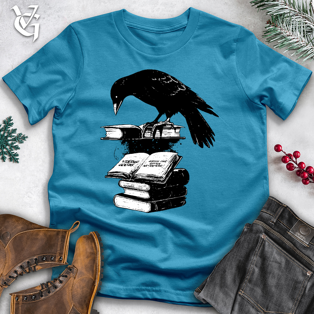 Viking Goods Raven Reading Fanatic Cotton Tee Aqua / L