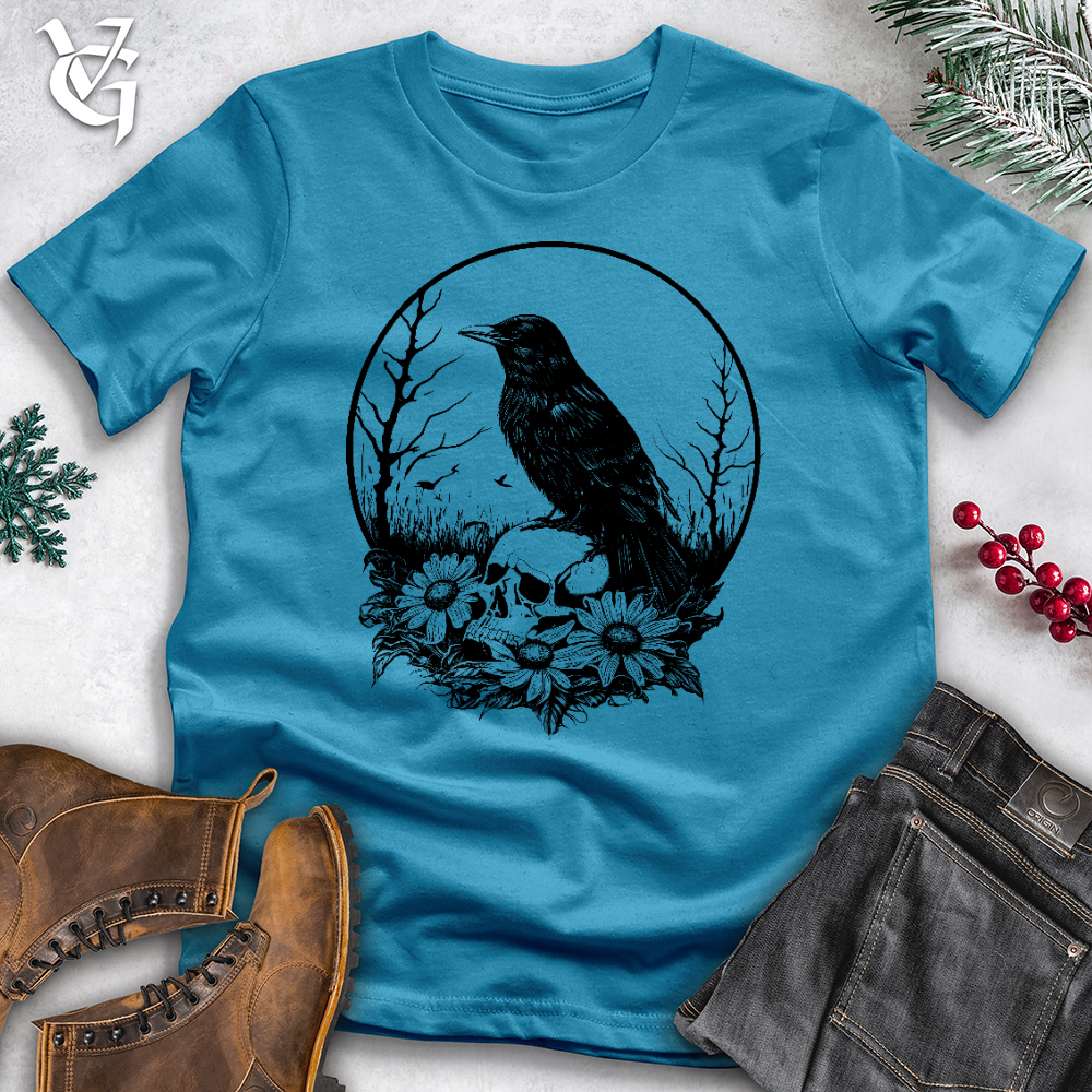Viking Goods Sunflower Graveyard Raven Cotton Tee Aqua / L