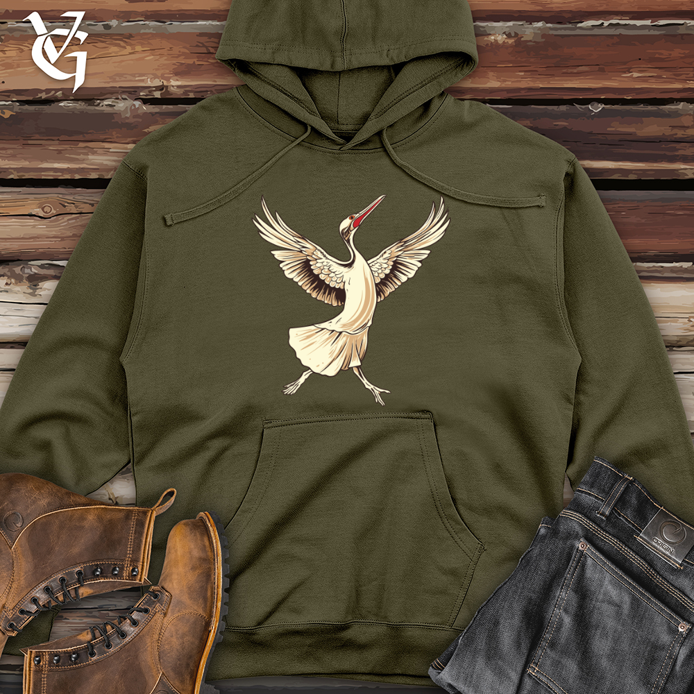 Viking Goods Crane Elegant Dance Midweight Hooded Sweatshirt Army / L